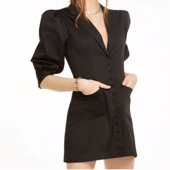 WeWoreWhat Black Mini Dress with Button Detail - Picture 2 of 4